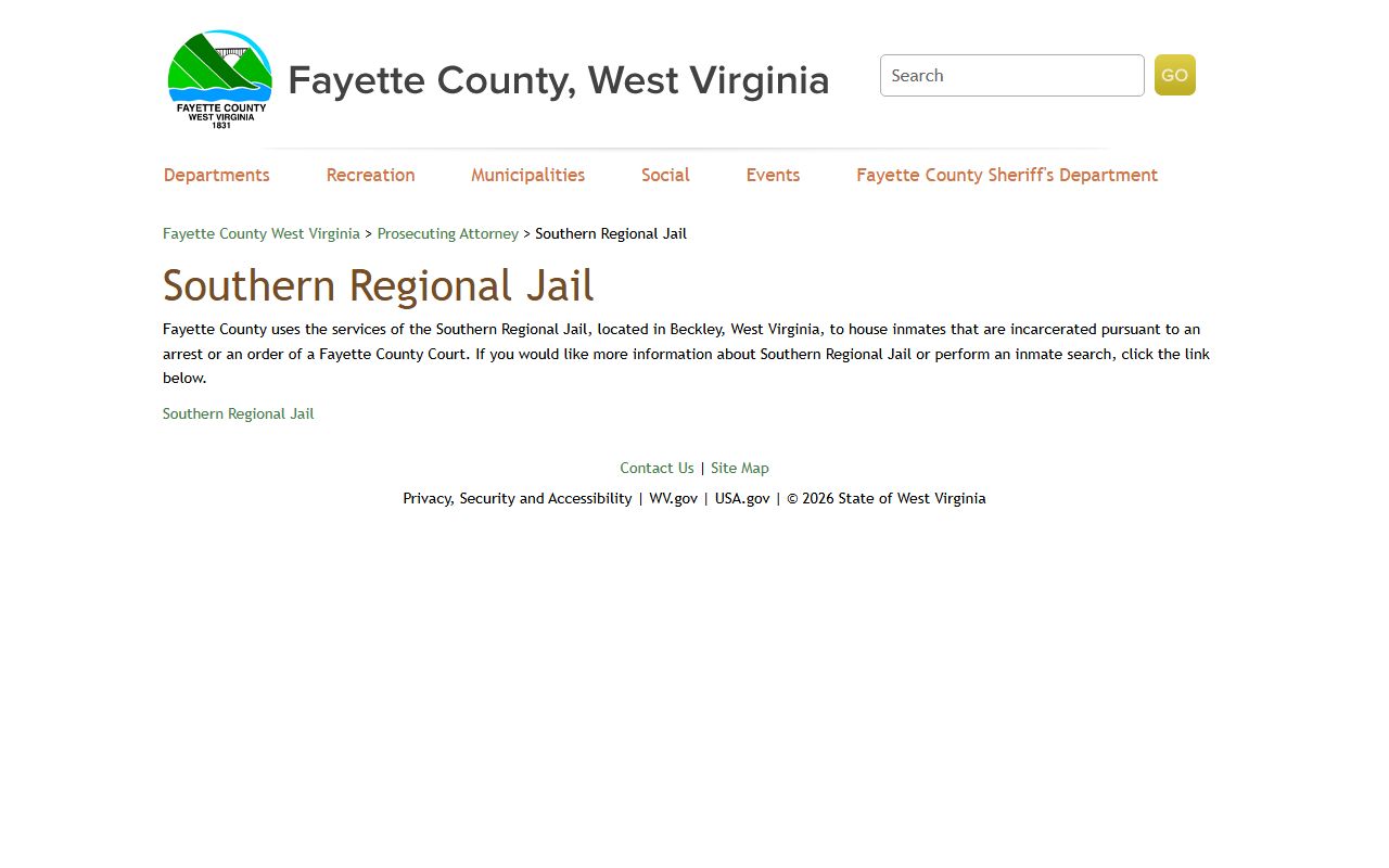 Fayette County inmate population regional jail information page